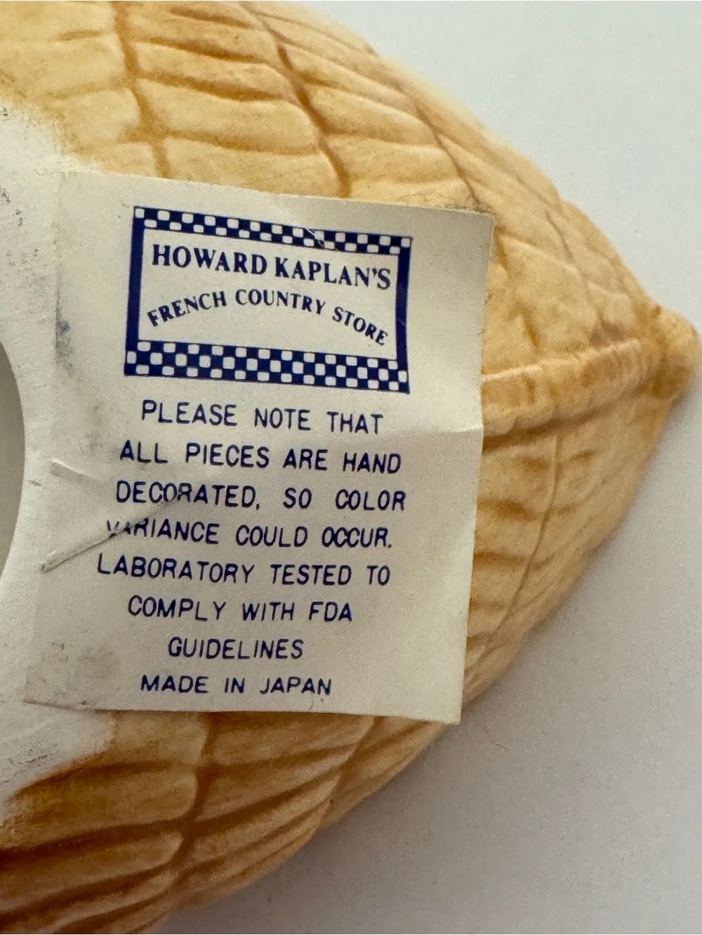 Vintage Howard Kaplan’s Porcelain Pig Woven Tan Basket Trinket/Soap Dish